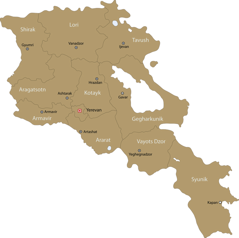 Map of Armenia with partner locations